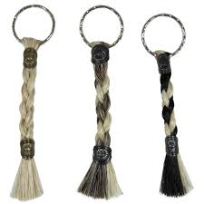 Cowboy Collectibles Braided Horse Hair Equine Key Chain Plain with Conchos 