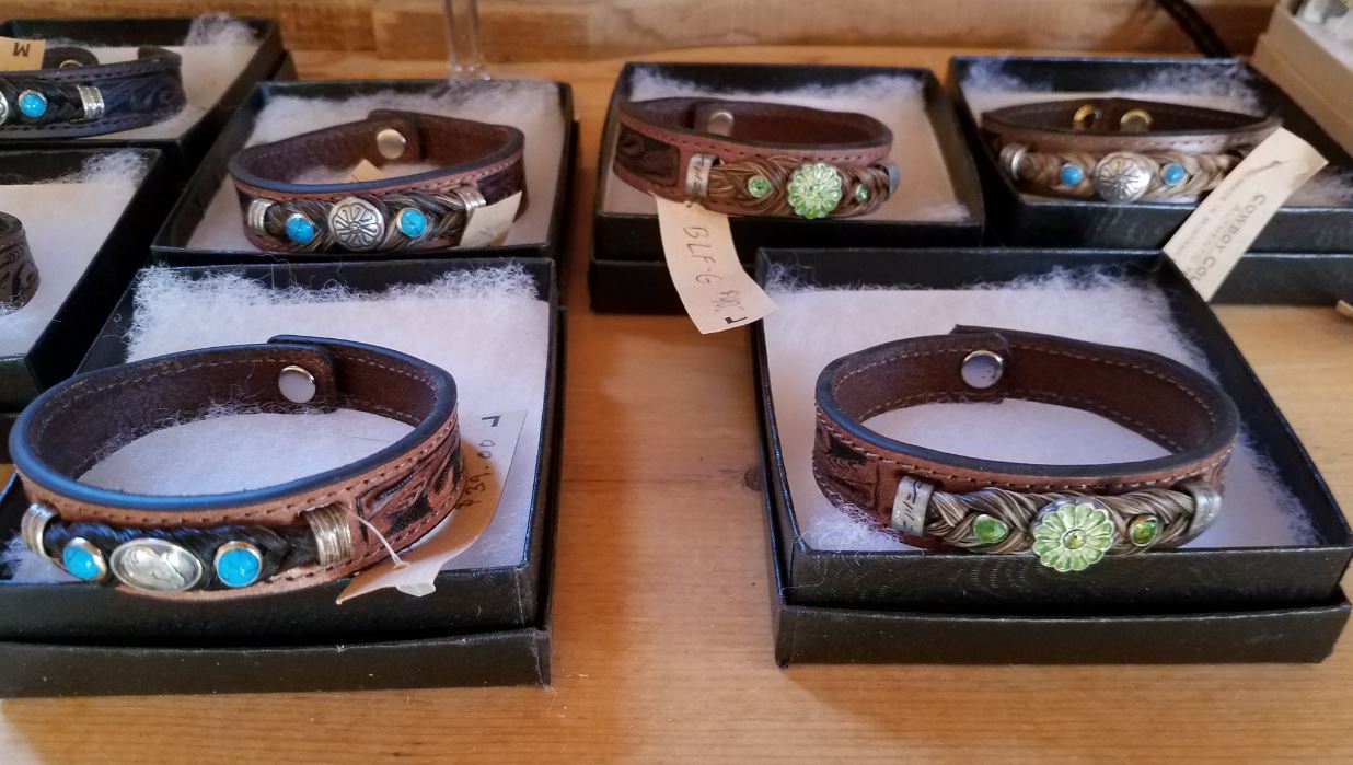 Tooled Leather and Horse Hair Bracelets